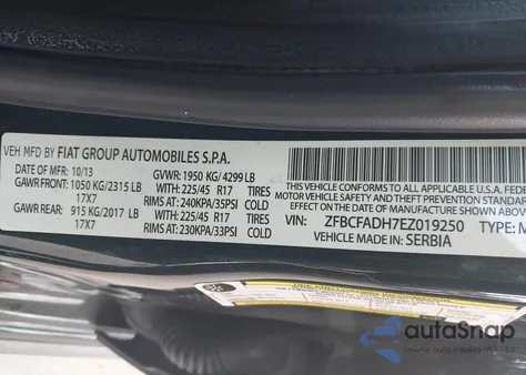 2014 Fiat 500L Trekking from USA, damaged, VIN ZFBCFADH7EZ019250